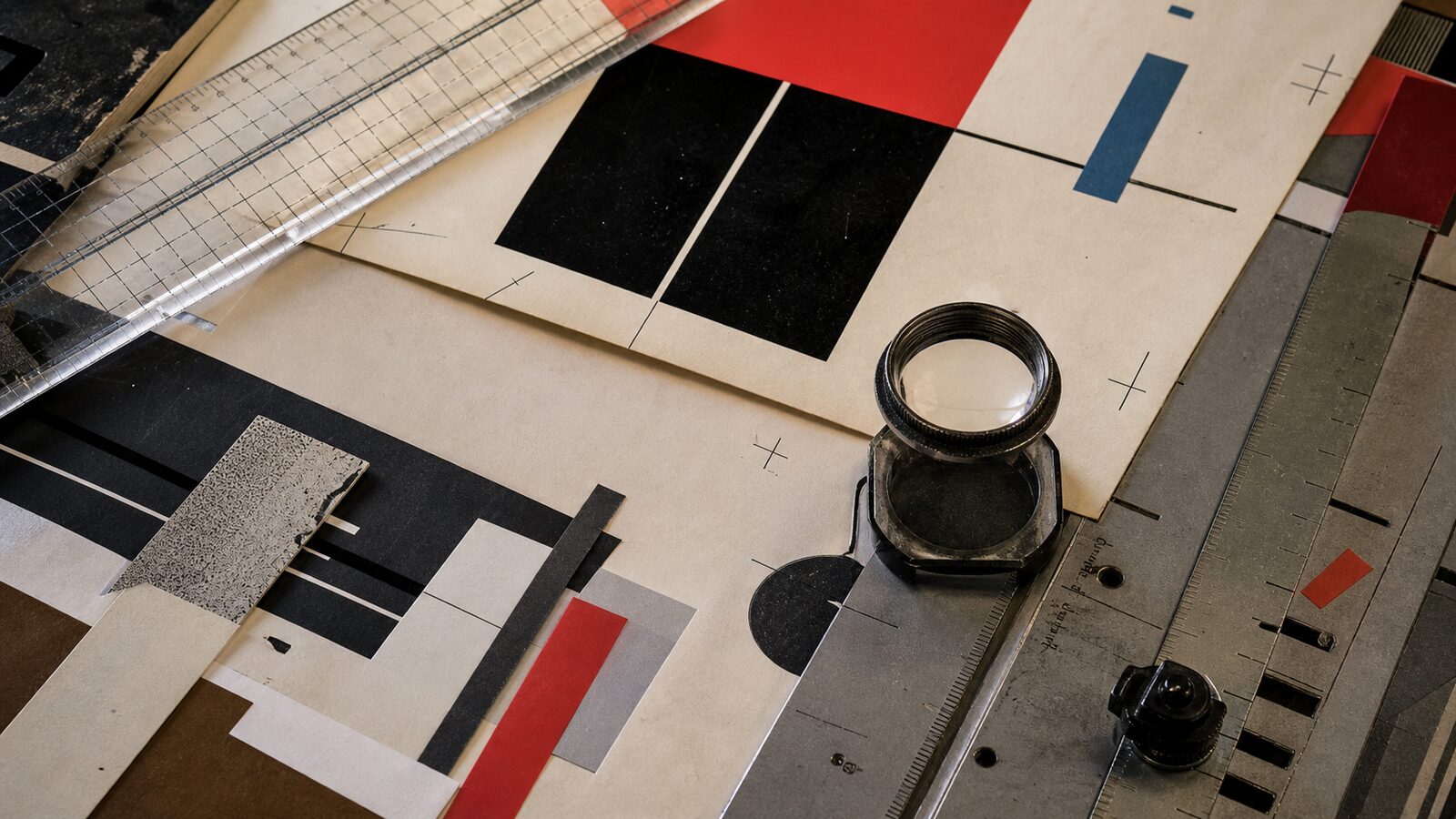 80s Editorial aesthetic: Paste-up dossier scene
