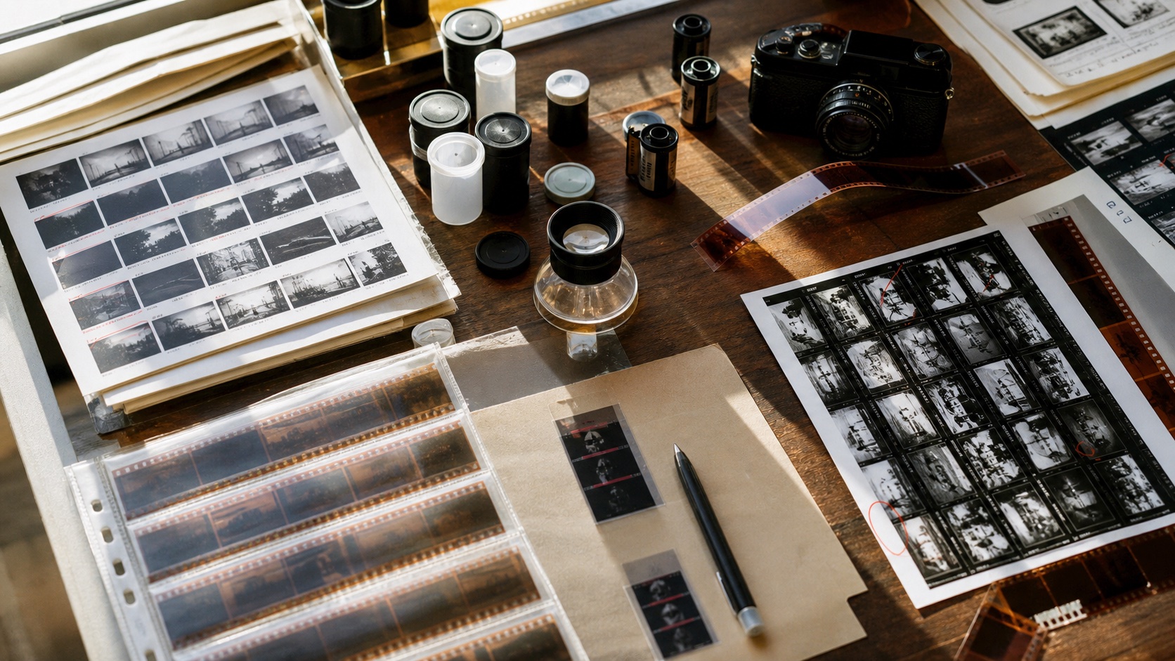 Analog Photography aesthetic: Archive dossier scene