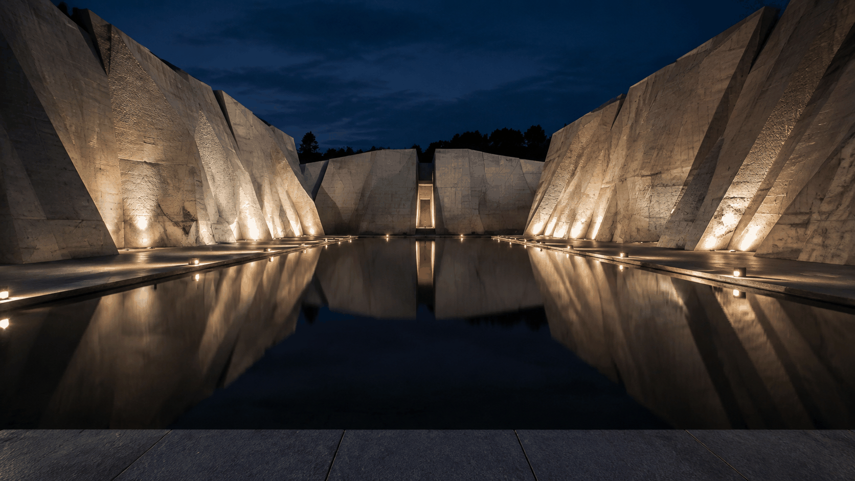 Brutalist Architecture aesthetic: Night dossier scene