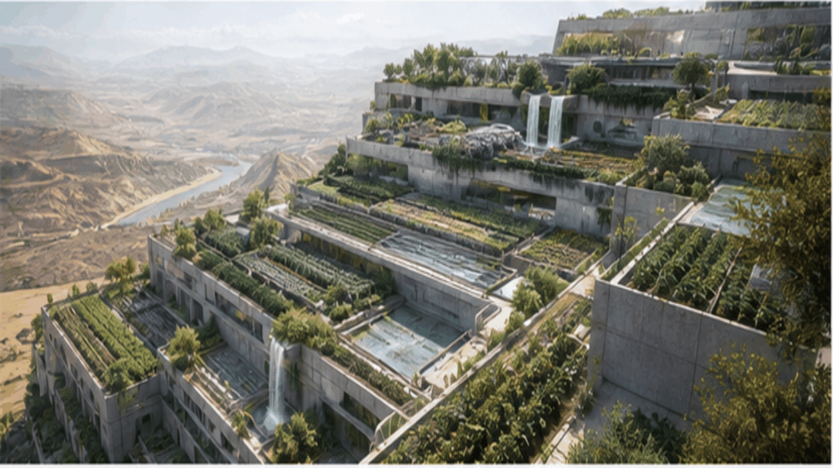 Arcology aesthetic: Terraces dossier scene