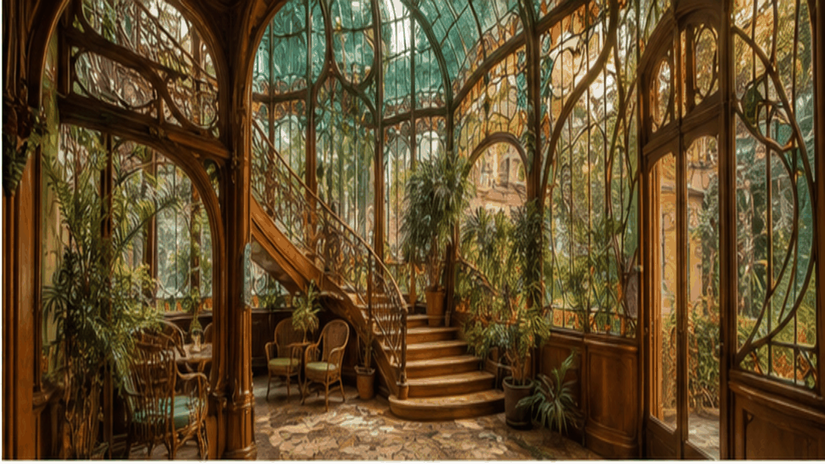 Art Nouveau aesthetic: Interior dossier scene