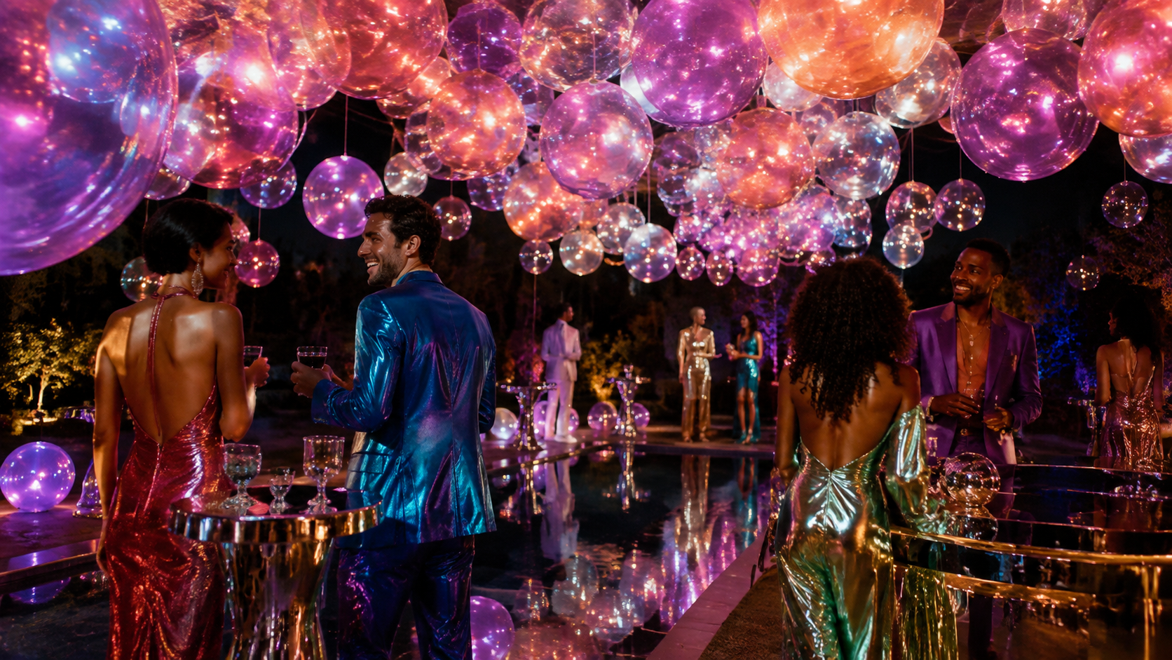 Bubbleglam aesthetic: Night dossier scene