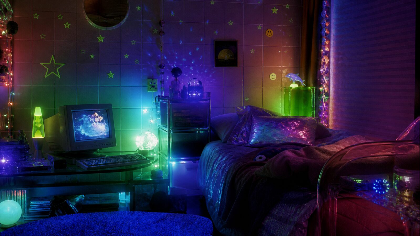 Cybercore aesthetic: Night dossier scene