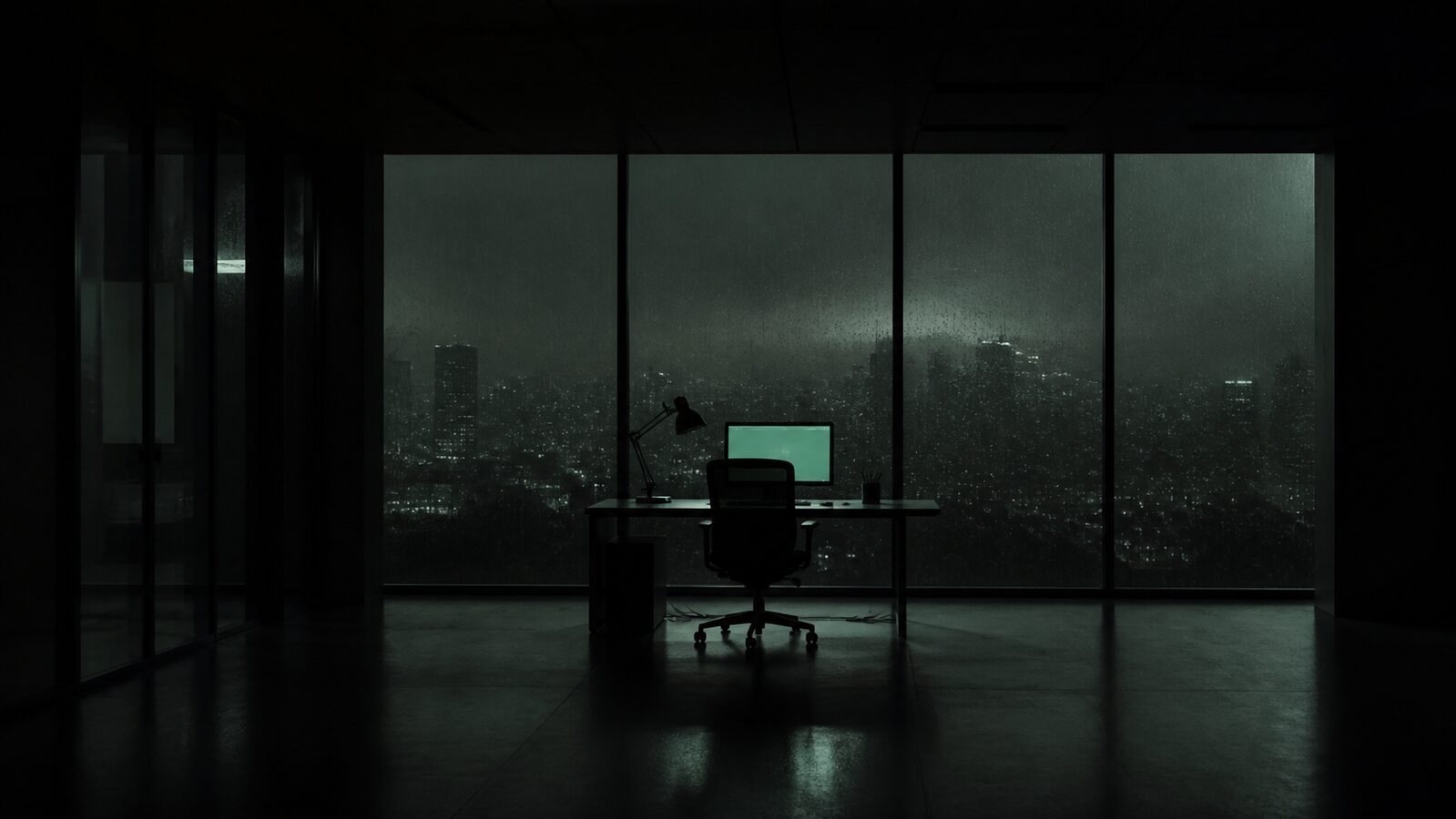 Cyber Minimalism aesthetic: Night dossier scene