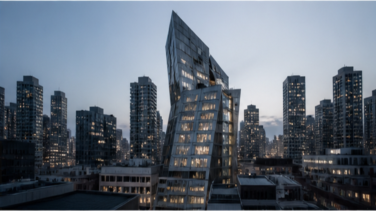 Deconstructivism aesthetic: City dossier scene