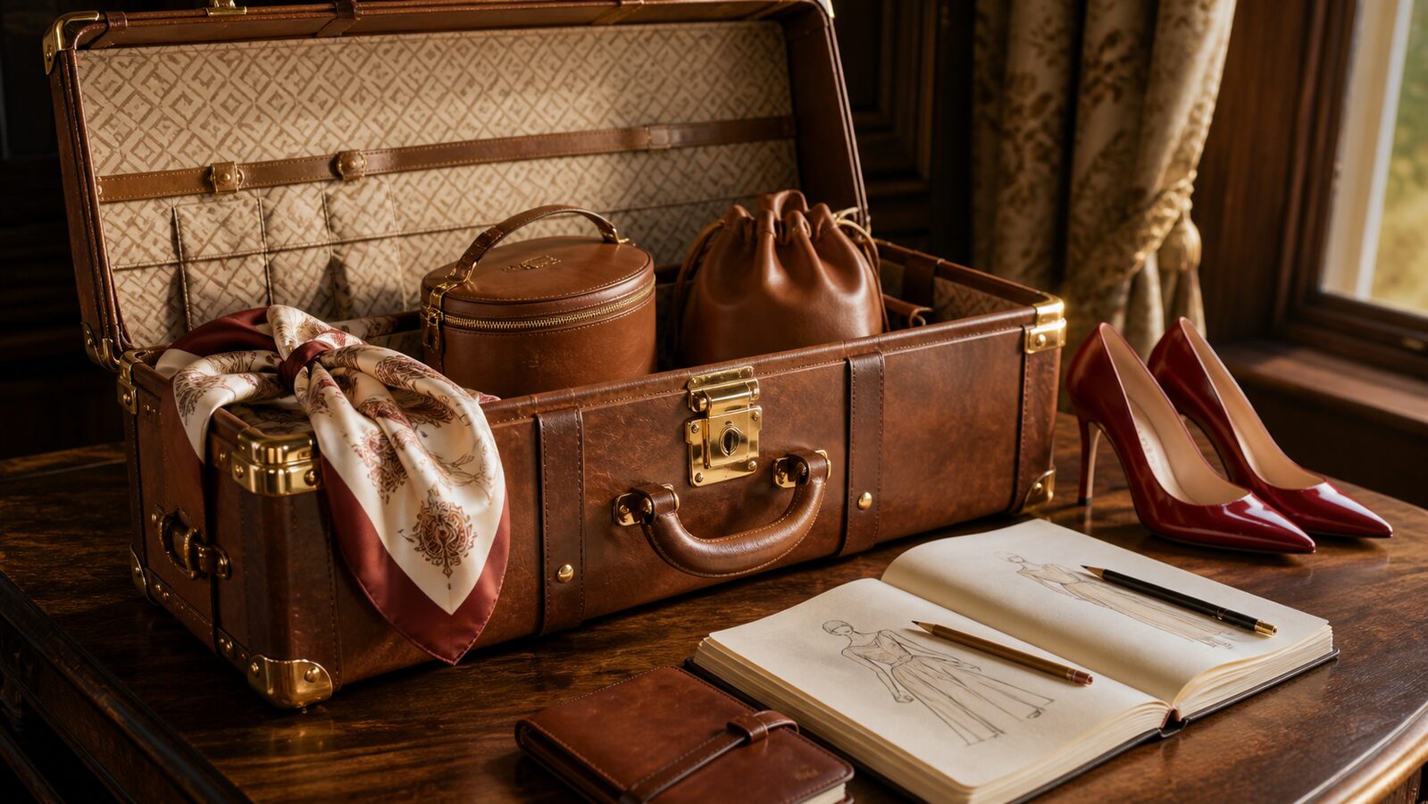 Fashion Design aesthetic: Travel dossier scene