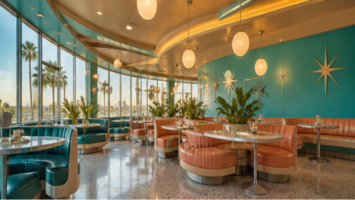 Googie aesthetic: Interior dossier scene