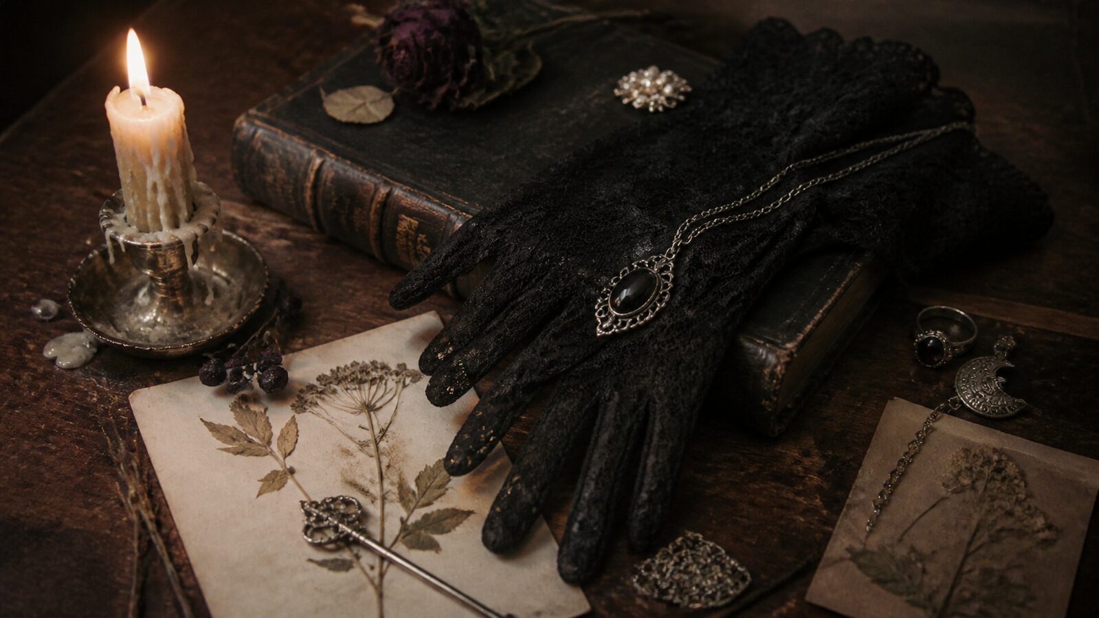 Gothic aesthetic: Detail dossier scene