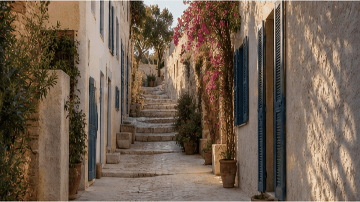 Mediterranean Architecture aesthetic: Street dossier scene