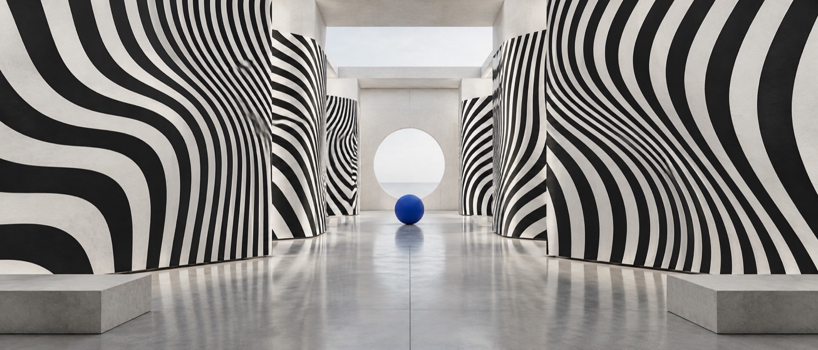 Op Art aesthetic: Pavilion dossier scene