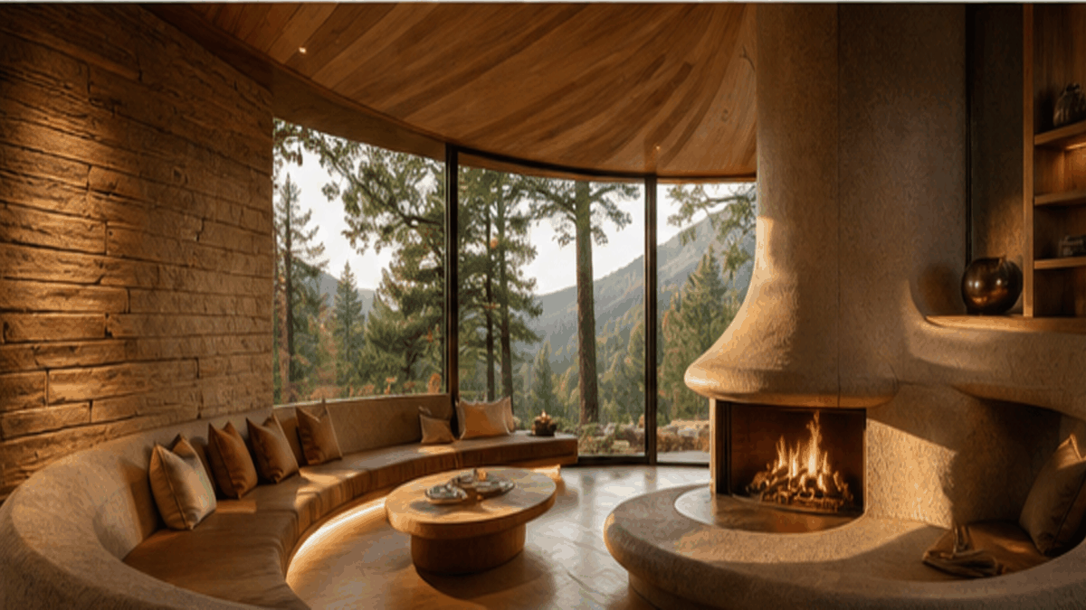 Organic Architecture aesthetic: Interior dossier scene