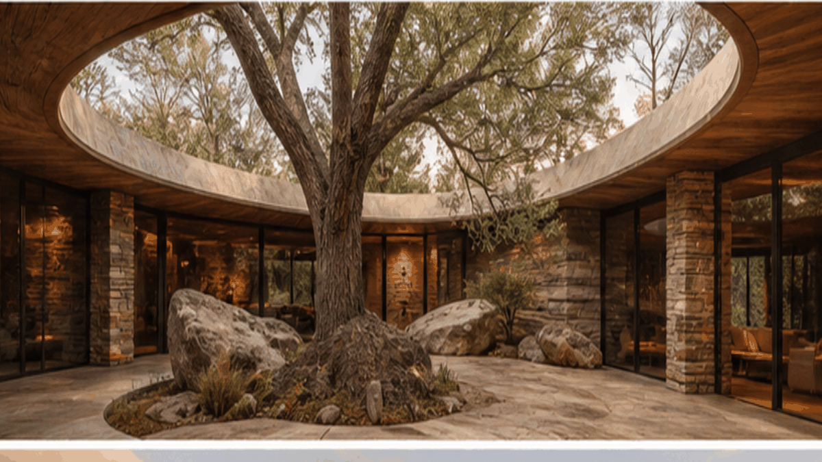 Organic Architecture aesthetic: Courtyard dossier scene
