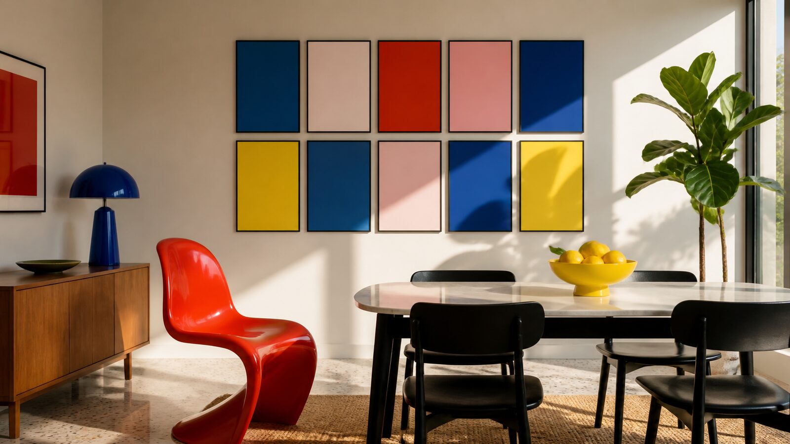 Pop Art aesthetic: Interior dossier scene