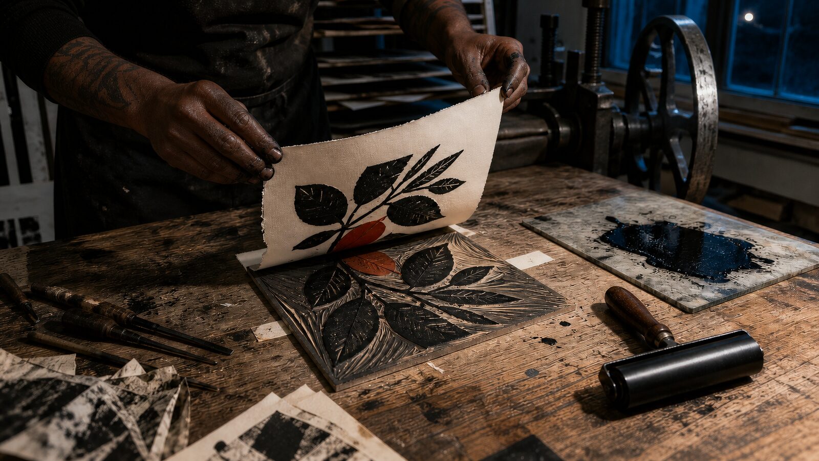 Printmaking aesthetic archive image