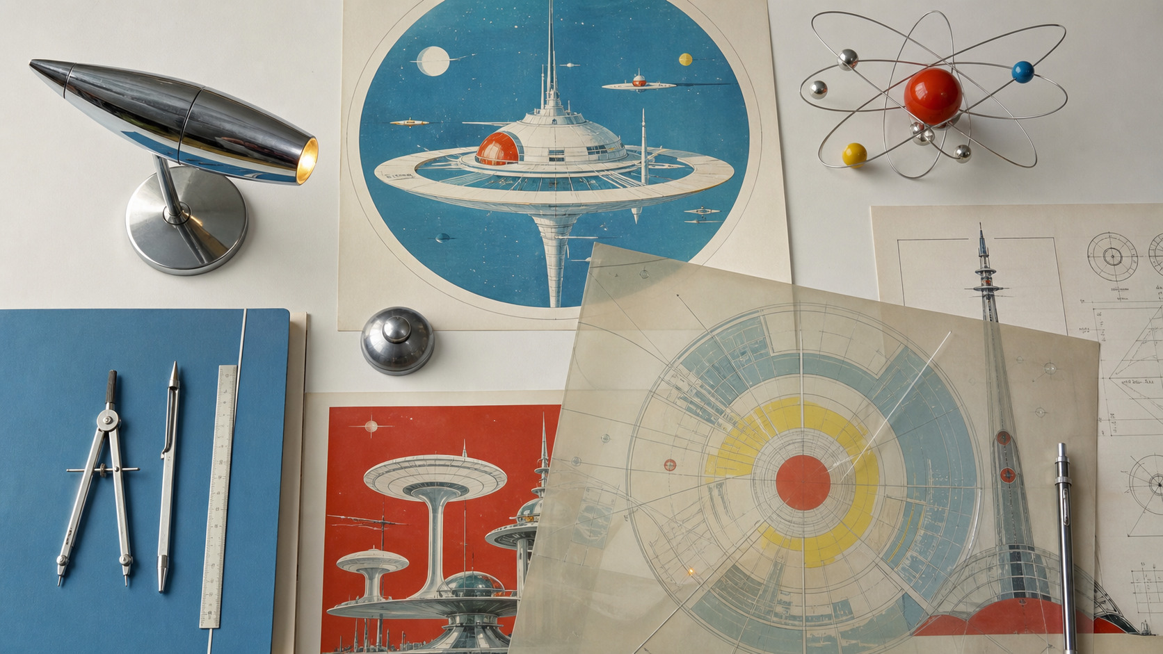 Retrofuturism aesthetic: Archive dossier scene