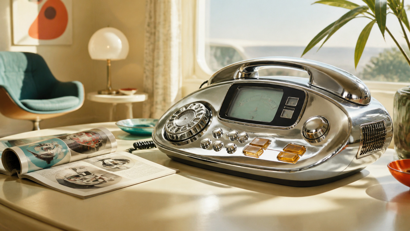 Retrofuturism aesthetic: Detail dossier scene