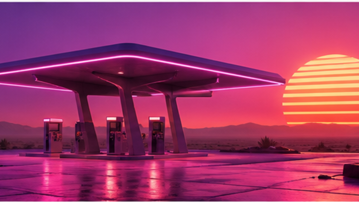 Synthwave aesthetic: Landscape dossier scene