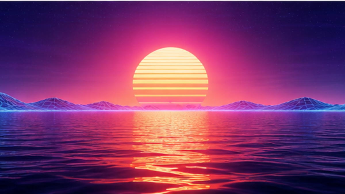 Synthwave aesthetic: Horizon dossier scene