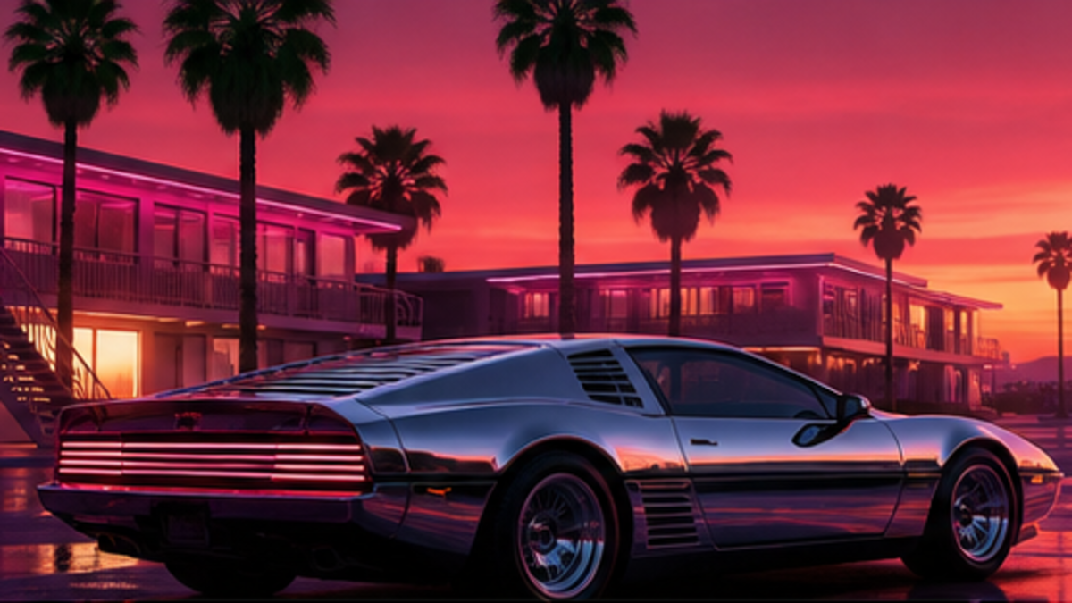 Synthwave aesthetic: Night dossier scene
