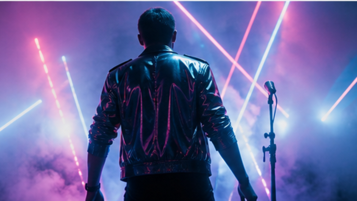Synthwave aesthetic: Stage dossier scene