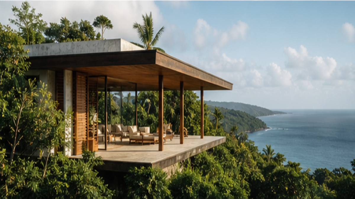 Tropical Modernism aesthetic: Horizon dossier scene