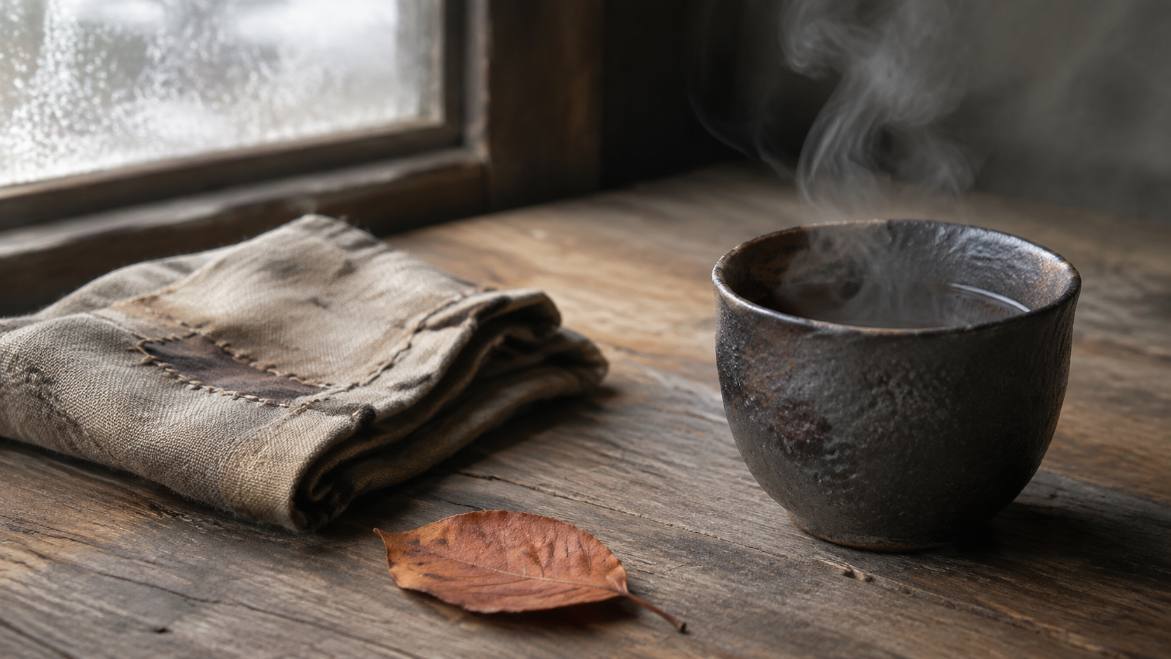Wabi-Sabi aesthetic: Still life dossier scene