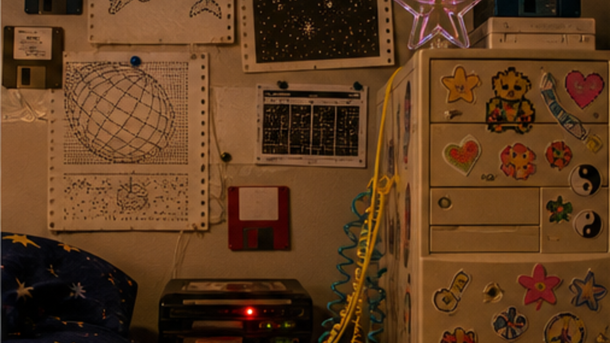 Web 1.0 aesthetic: Room dossier scene